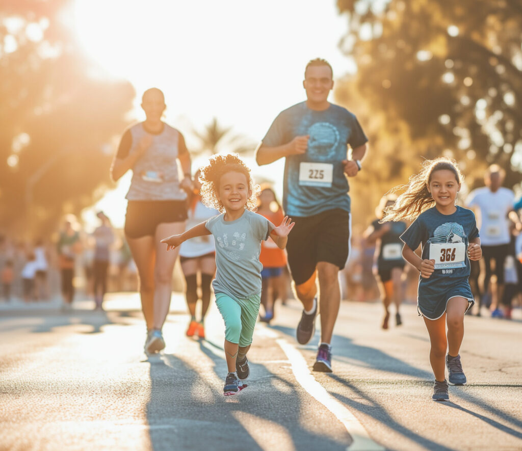 A Family On A Running Marathon